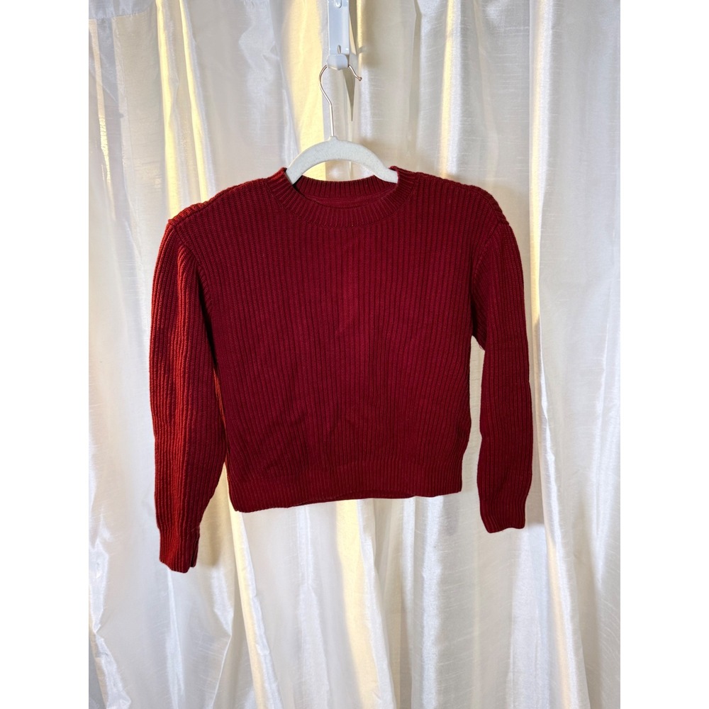 Abercrombie Kids Sweater Kids 9/10 Red Ribbed Knit Crewneck Pullover Long Sleeve